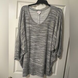 LuLaRoe Naomi Gray and White Striped Tunic